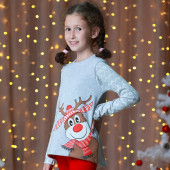 Коледна ватирана туника "Еленче" в сив меланж 2