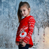 Коледна ватирана туника "Еленче" в червено 2