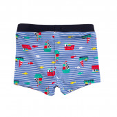 Детски бански за момчета " Рибки" в синьо райе 2