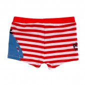 Детски бански "Пират" в бяло и червено райе 2