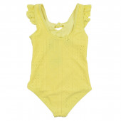 Детски цял бански  с рязана бродерия в жълто 2