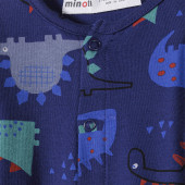 Бебешки памучен гащеризон "Dino" в синьо 3