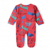 Бебешки памучен гащеризон "Dino" в цвят диня 2