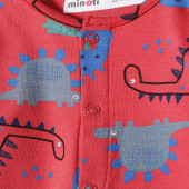 Бебешки памучен гащеризон "Dino" в цвят диня 3