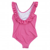 Детски цял бански за момичета в цвят руж 2