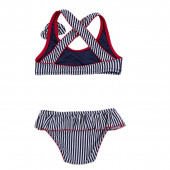 Детски бански от 2 части за момичета в синьо райе 2