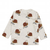 Бебешка памучна блуза "The best" в бежов меланж 2