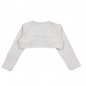 Памучно болеро с панделка в цвят крем 2