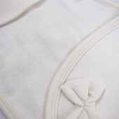 Памучно болеро с панделка в цвят крем 3