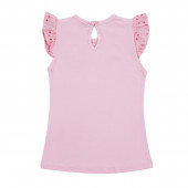 Лятна блузка с къдрички и бродерия в розово 2