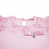 Лятна блузка с къдрички и бродерия в розово 3