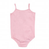 Детско памучно боди в цвят праскова с тънки презрамки 2