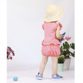 Летен гащеризон със шапка в цвят пудра  6