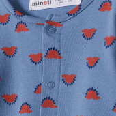 Бебешки памучен гащеризон "Dino" в пастелно синьо 3