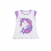 Лятна пижама с анимационен герой в бяло и лилаво 2