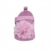 Бебешки лачени пантофки в розово с цвете 2