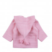 Жилетка с качулка от плетиво в розово 2