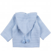 Жилетка с качулка от плетиво в синьо 2