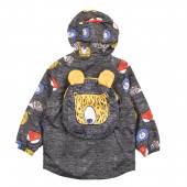 Тънко шушляково яке с раничка в цвят графит 4