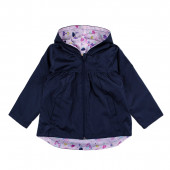 Тънко шушляково яке в тъмносиньо с цветен хастар 3