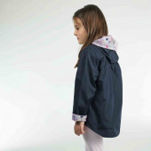 Тънко шушляково яке в тъмносиньо с цветен хастар 2