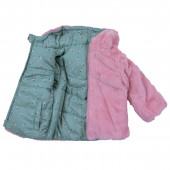 Бебешко двулицево зимно яке в зелено и розово 8