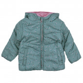 Бебешко двулицево зимно яке в зелено и розово 2