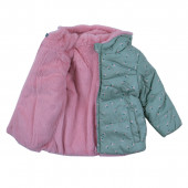 Бебешко двулицево зимно яке в зелено и розово 3