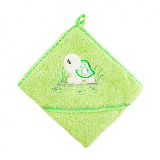 Бебешка хавлийка с качулка в зелено 90/90 см