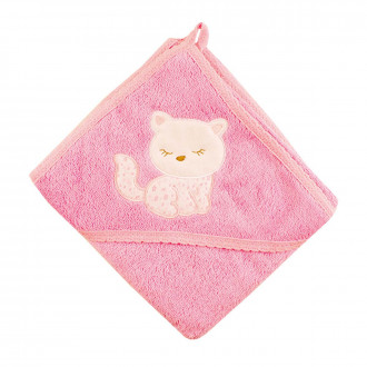 Бебешка хавлийка с качулка в розово 90/90 см