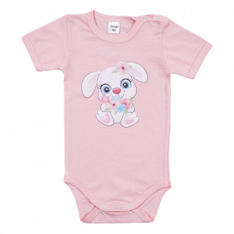 Боди с къс ръкав "Sweet bunny" в цвят пудра