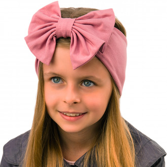 Детска лента за глава в цвят руж
