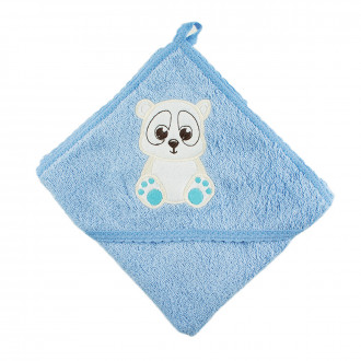 Бебешка хавлийка с качулка в синьо 90/90 см