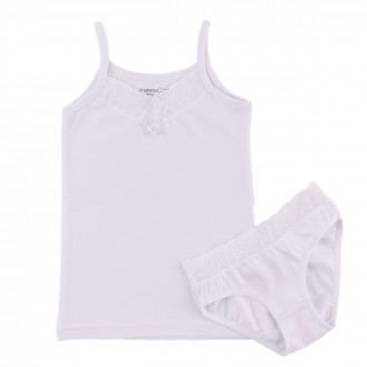 Комплект бельо в бяло с дантелка за момичета