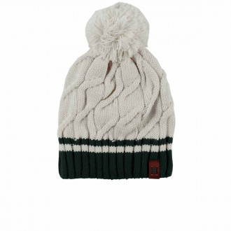 Зимна шапка с полар за момчета екрю и зелено