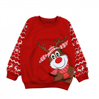 Коледна ватирана блуза "Еленче" в червено