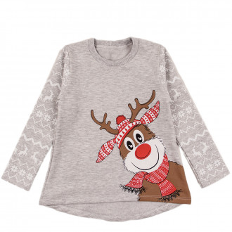 Коледна ватирана туника "Еленче" в сив меланж