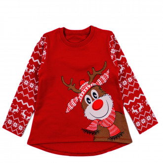 Коледна ватирана туника "Еленче" в червено