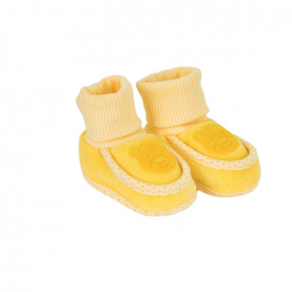 Бебешки плюшени терлички за новородени в жълто