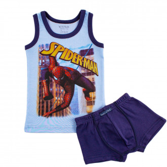 Комплект бельо за момчета в цвят индиго и синьо