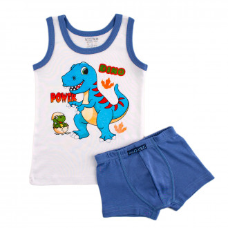 Комплект бельо за момчета в бяло и тъмносиньо