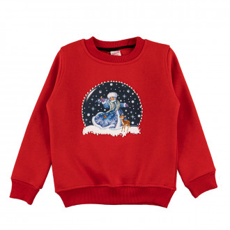 Коледна ватирана блуза в червено