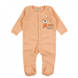 Бебешки памучен гащеризон в цвят праскова