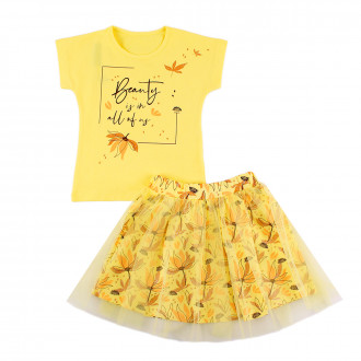 Летен комплект за момичета "Beauty" в жълто