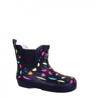 Детски гумени ботуши в тъмносиньо с принтирани чадърчета