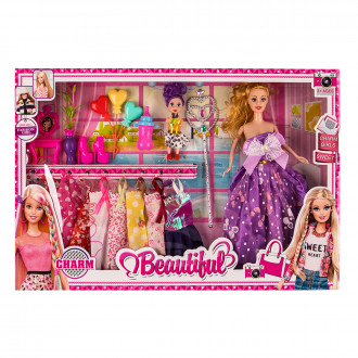 Кукла с аксесоари в лилаво 51 х 33 см