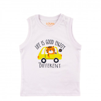 Детски потник за момчета в бял цвят