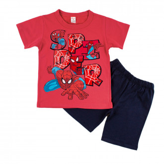 Детска лятна пижама за момчета в червено и синьо