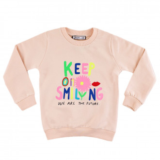 Ватирана блуза в бежово за момичета