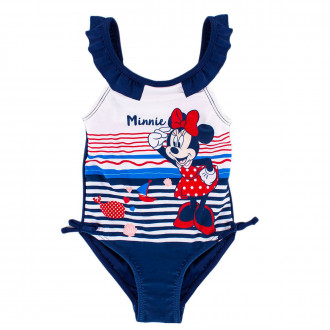 Детски цял бански за момичета в синьо и бяло